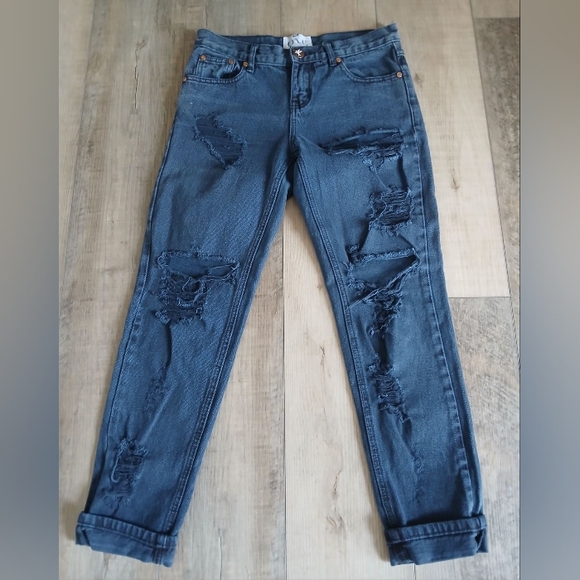 One Teaspoon Distressed Awesome Baggies Jeans Women's Size 2/24/XS - Picture 3 of 5